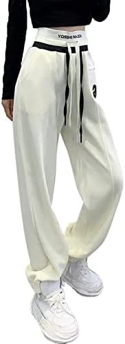 מכנסי מטען רחבים של Keusn Womens מכנסיים מצנח רגל רחבים מזדמנים מכנסיים מותניים גבוהים לנשים רזים רזים ג'וג'ר