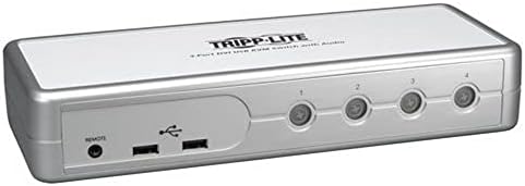 Tripp Lite 4-Port DVI/USB שולחן עבודה מתג KVM עם שמע וכבלים, כסף