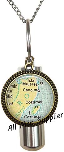 AllMapsupplier Applier Surn שרשרת כד, Cancun/cozumel Map Urn, שרשרת כידפת מפות Cancun, שרשרת שריפת מפות Cozumel,