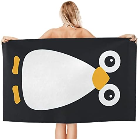 Jasmoder חמוד פינגווין שחור לבן מהיר יבש מגבת חוף אמבטיה גדולה לקמפינג נסיעות 32 *51