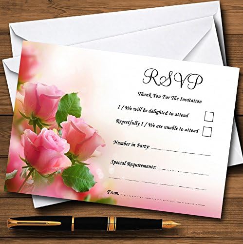 ורדים פסטל ורודים רכים ויפים כרטיסי RSVP מותאמים אישית