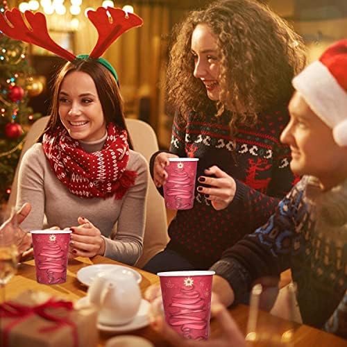כוסות חג המולד של Loconha נייר 50 יחידות 9 גרם עץ חג המולד כוסות מסיבת חג המולד חד פעמיות לקפה