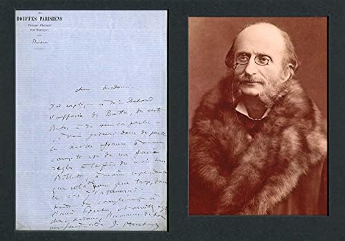 המלחין ז'אק מכתב חתימה של Offenbach חתום ומותקן