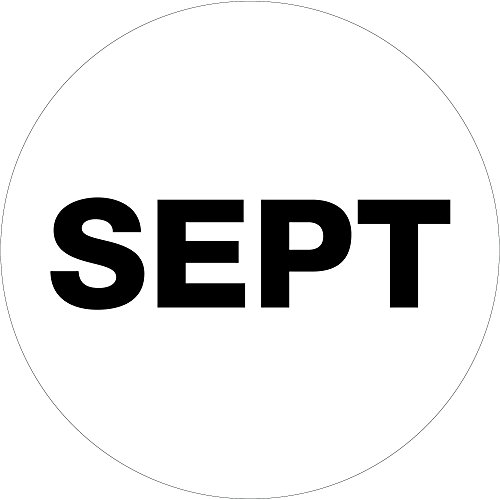 6731 חודשים של השנה תוויותספטמבר, 1 מעגל, לבן, 1 רול של 500 תוויות
