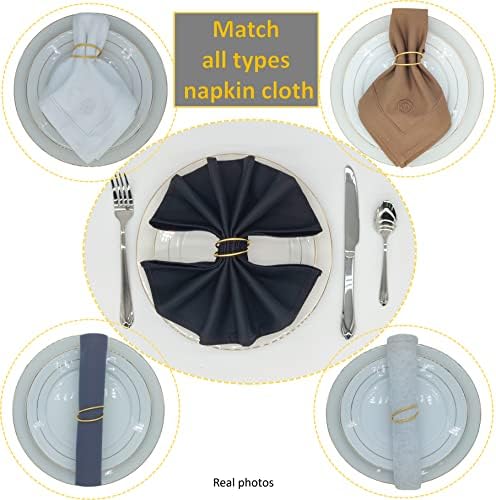 טבעות מפיות של ANEWAY טבעות מפיות זהב פשוטות סט של 12 לירידת שולחן ארוחת ערב מסיבת חתונות לחג המולד באביב