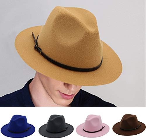 גברים נשים כובע קש שמש קלאסי קלאסי קאובוי כובע שוליים רחב עם מעצב אבזם חגורה פנמה פדורה כובע קל משקל