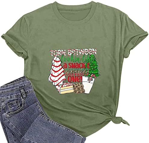 חג המולד חולצות לאישה, חג המולד עוגת עץ טי חולצות, מצחיק חג המולד חטיף עוגת חולצות, צוות צוואר חולצות