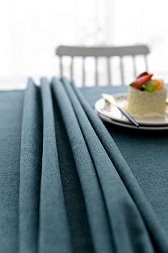 מפת כותנה ומפת שולחן פשתן, אטום אבק אבק אבק עמיד בפני מלבן מלבן מלבן בד צבע מוצק כיסוי שולחן רחיץ נהדר לפיקניק-כחול