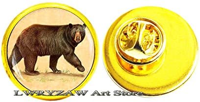 סיכת דוב, סיכת דובי, תכשיטים של סיכת דובי, תכשיטים בעלי חיים בסגנון עתיק, סיכת דובי הדפס אמנות, M13