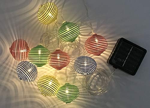 סוחרי עמק פוקס רעיון סולארי אורות מיתרים ספירליים - 10 אורות כדור סולאריים LED רב -צבעים - אוטומטית