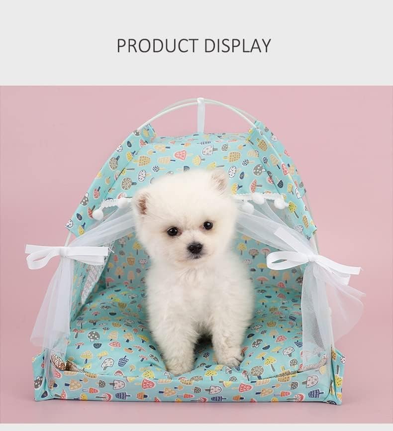 WXBDD מחמד כלב אוהל בית פרחים הדפסים סגולים מיטת אוהל מקורה מתקפל מקפלת ניידת נעימה קיטי מלונה עבור