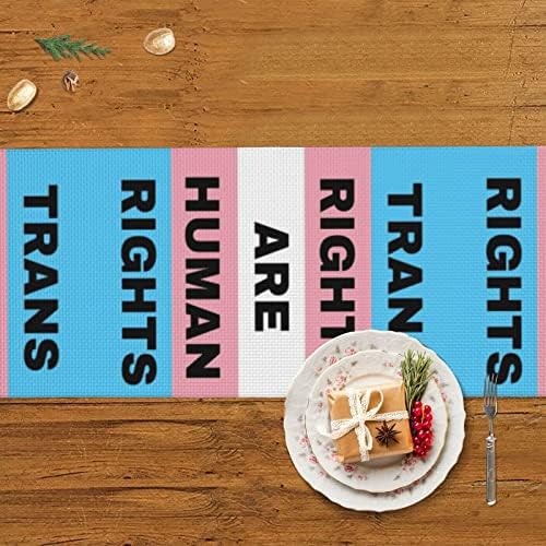 להט ב טרנסג' נדר זכויות טרנס אדם דגל שולחן רץ 14 איקס 60 שולחן רצי קישוט למטבח אוכל סלון פסטיבל מסיבת
