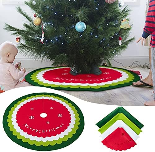 חצאית עץ חג המולד של Dbylxmn קישוטים עץ חג המולד אדום לחצנת עץ חג המולד קטיפה רכה עם דפוס מושלג לקישוטים