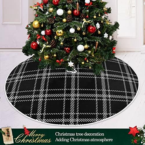 Oarencol משובץ משובץ שחור לבן בופלו בדוק חצאית עץ חג המולד וינטג