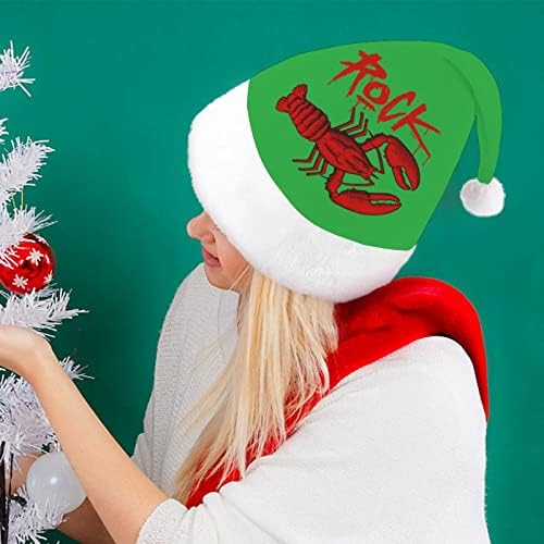 רוק אדום לובסטר חג המולד כובע סנטה קלאוס כובעי קצר קטיפה עם לבן חפתים לגברים נשים חג המולד מסיבת