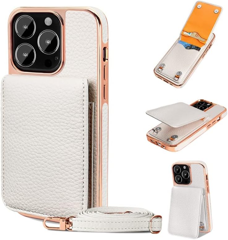 מארז הארנק של נרתיק מגן תואם ל- iPhone 14 Pro, עור פרימיום+לוח אלקטרוליטי, מקרה מגן מגנטי עם חריצי כרטיס+רצועה,