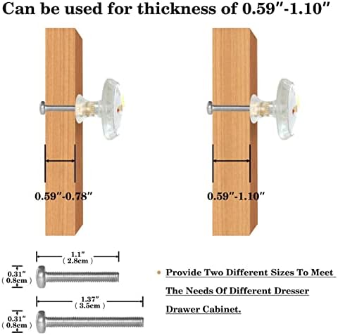 GUEROTKR 4 PCS, ידיות ארונות שקופות, ידיות ארון, ידיות שידות, ידיות לארונות ומגירות, דפוס אמנות