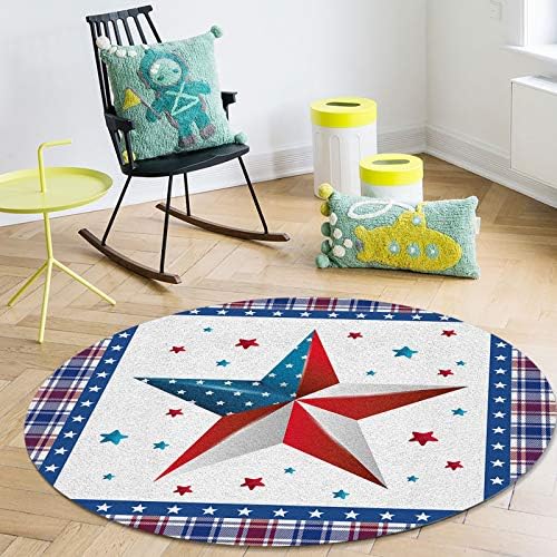 שטיח שטח עגול גדול לחדר שינה בסלון, שטיחים 3ft ללא החלקה לחדר ילדים, אמריקה דגל דגל משובץ צ'ק מחצלת רצפת