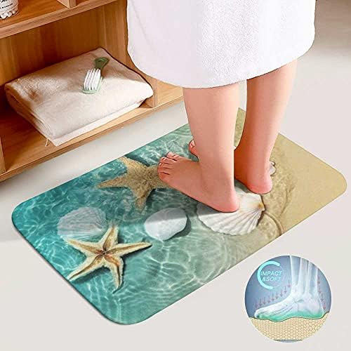 סט שטיח אמבטיה יומיומי בן 3 חתיכות סט של Seashells כוכבי ים כוכבי ים חוף ים קווי מתאר מחצלת מכסה מכסה מכסה