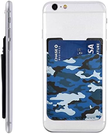 מחזיק כרטיסי טלפון של CAMO כחול PU זיהוי כרטיס אשראי מזהה נרתיק 3M שרוולי דבק לכל הסמארטפונים