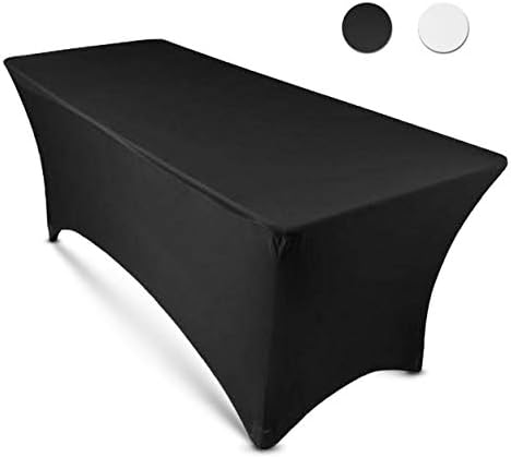 8 רגל מפת שולחן מלבני ספנדקס פשתן - שחור שולחן בד מצויד כיסוי עבור 8 רגל מתקפל שולחן, חתונה מצעים אירועים מטליות