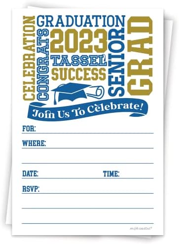 הזמנות סיום כחול 2023 עם מעטפות-מסיבת גראד מזמינה לתיכון ולמכללה