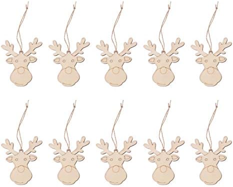 Pretyzoom 10 pcs איילים חמודים עיצוב ראש תליון תליון חג המולד עץ תגי תגי דקורטיביים ציוד לחג המולד עם