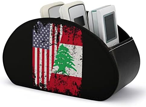בציר לבנון ארהב דגל שלט רחוק מחזיק עור מארגן שולחן עבור ציוד משרדי מרחוק בקר
