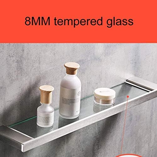 מדף זכוכית אמבטיה של XJJZS, מדף מארגן רכוב על קיר עם זכוכית מלבנית מלבנית, אלומיניום חלל הוכחת חלודה