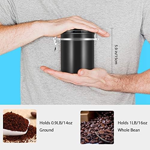 מיכל קפה-1.5 ליטר 304 נירוסטה אטום קפה צנצנת שעועית מיכל אחסון מיכל יכול