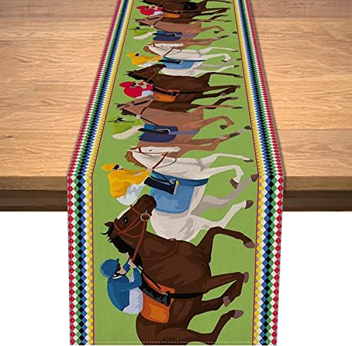 קנטאקי דרבי רץ לשולחן מרוצי סוסים שולחן כיסוי פשתן עבור מסיבת חג אוכל חדר מטבח עיצוב הבית