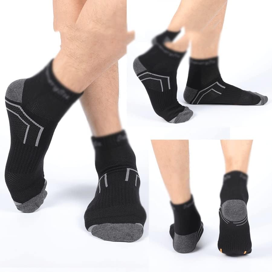 WENLII 5 זוגות גרביים לריצה לגברים חיצוני ספורט כותנה דחיסת פסים גרבי נסיעות שחורות