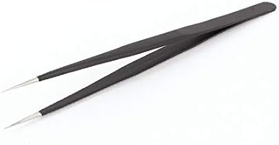X-DREE 140 ממ 5.5 אינץ 'קצה מלוטש מוטית שחורה ארוכה ישר פינצטה סטטי פינצרים כלים ידניים של פילר (140 ממ 5.5' 'מתכת