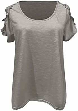 כיכר צוואר חולצות לנשים רגוע שיפוע בתוספת גודל קל משקל קיץ חולצות קצר שרוול טרנדי מזדמן
