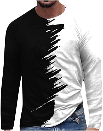 חולצות ספורט לגברים הדפסה דיגיטלית 3 ד צוואר עגול שרוול ארוך סוודר מסלול כושר חולצה חולצות נוחות