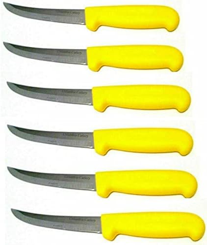 כלי אוכל קולומביה 6 אינץ'. סכין דקירה צהובה מעוקלת וקשוחה