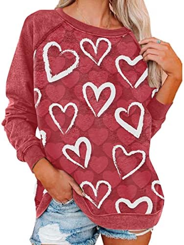 מתנה ליום האהבה חולצה שרוול ארוך לנשים רגלן פרחוני מודפסים חולצות כתף אחת עליונה סווטשירט