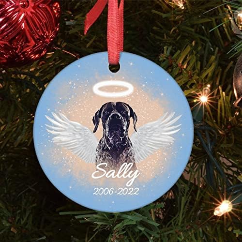 זיכרון לחיות מחמד נושא חג המולד עץ קישוטי זיכרון כלב מותאם אישית שם תאריך קרמיקה קישוט זיכרון כלב