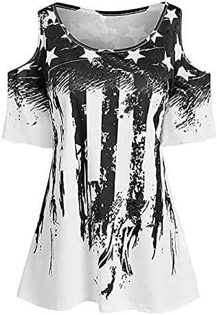 חולצת טריקו 4 ביולי לנשים שרוול קצר צוואר צווארון טוניקה טוניקה כוכבי דגל אמריקאים כוכבי דגל מפוסה