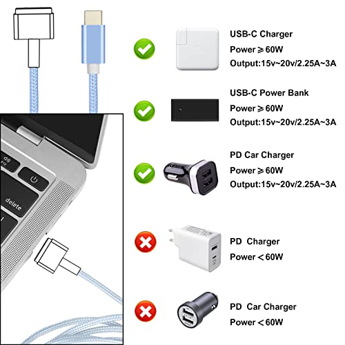 ניילון קלוע USB C עד כבל כבל טעינה מגנטית מסוג C עד 5 כבל T-TIP T עבור MCBook Air Pro לאחר שנת 2012