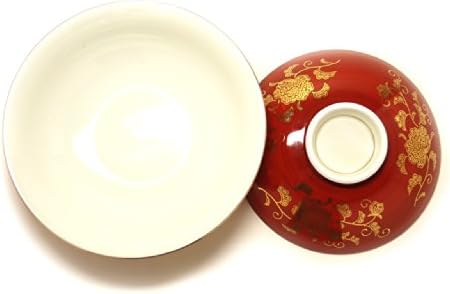 Akamaki-Karakusa Jiki Jiki Chormense Porcelain Medium קערה עם הכיסוי