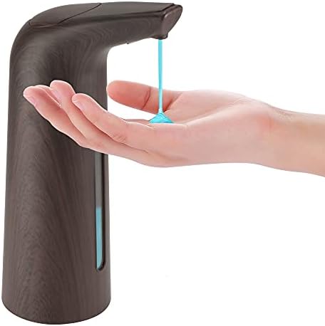 מתקן סבון אוטומטי חום ללא מגע, מתקן סבון ללא יד לחדר אמבטיה מטבח, פעולת סוללת גרגר כהה מגע מגע חינם מתקן