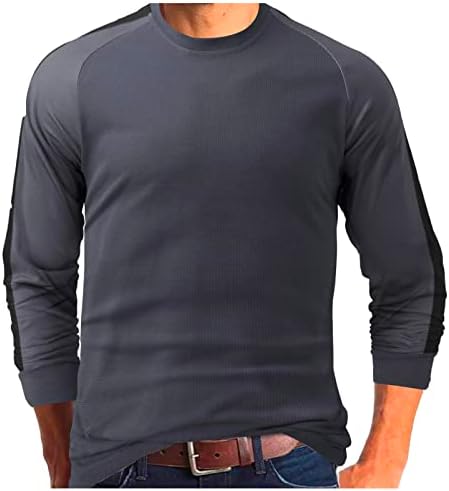 PDFBR Mens Spring T חולצות טקס שרוול ארוך שרוול ארוך צד סרוג טלאים מפוספס