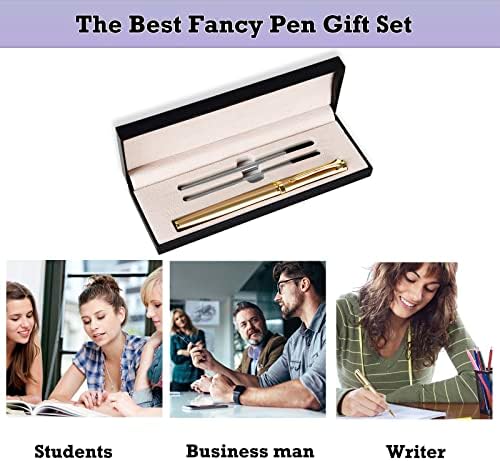 עט כדורים עם קופסת מתנה, עט כתיבת יוקרה עם 2 חומר דיו שחור נוסף מילוי עטים מנהלים רוחב קו 0.5 ממ עט מפואר