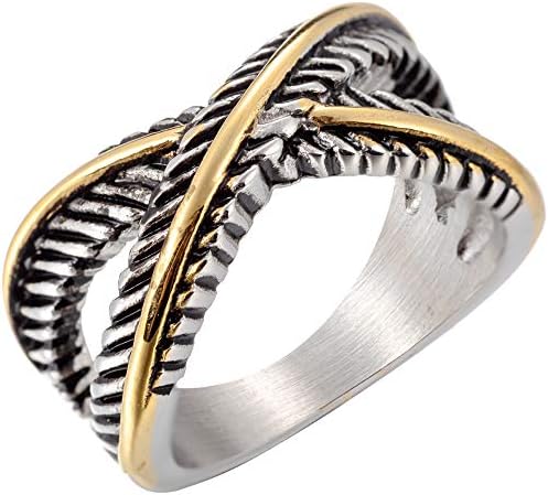 נירוסטה בציר סגנון כסף זהב הצהרת הבטחת יום נישואים טבעת