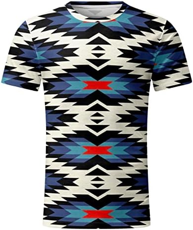 חולצות טריקו של שרוול קצר של XXBR Mens, קיץ, קיץ Boho Print Tops Tops Sports Crewneck חולצת טי אתנית