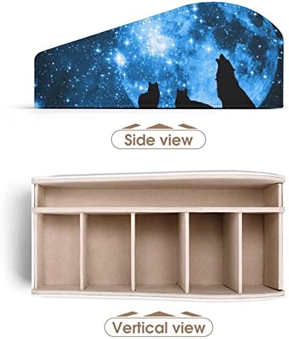 מחזיק שלט רחוק של גלקסי זאב עם 6 תאים שולחן עור שולחן שולחן שולחן מארגן תיבת אחסון למשרד ביתי