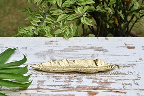 דה Kulture מעוצב בעבודת יד מגש מרכזי עלה של גימור זהב, כלי שולחן אידיאלי של שולחן שולחן פרחוני מעורבות פרחונית