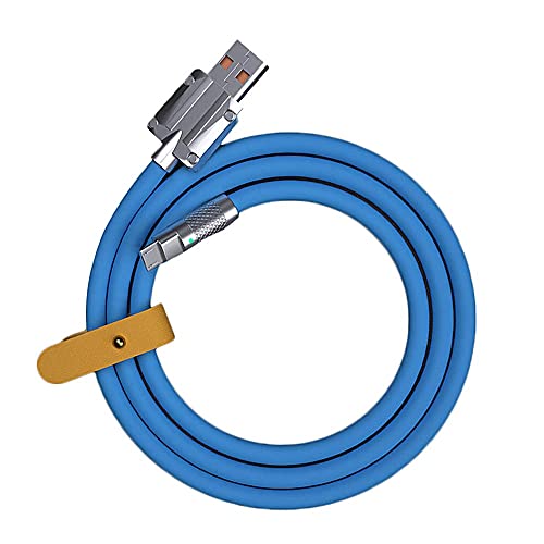Recyphi שמנמן 1.0-USB כבל טעינה כבל טעינה USB A ל- Micro-USB כבל טעינה אנדרואיד עמיד גומי עבה, כחול, 3.3ft