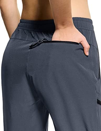 מכנסי טיול לנשים CQR מכנסיים חיצוניים, מכנסי מטען קלים עם כיסי רוכסן, מכנסי אתלטי עמידים למים